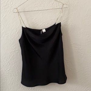 Black tank top with beaded straps